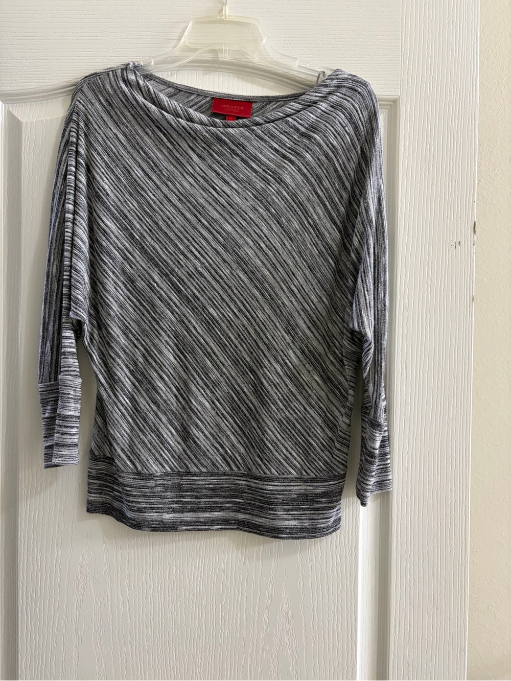 Jennifer Lopez Gray Marled Boatneck Top